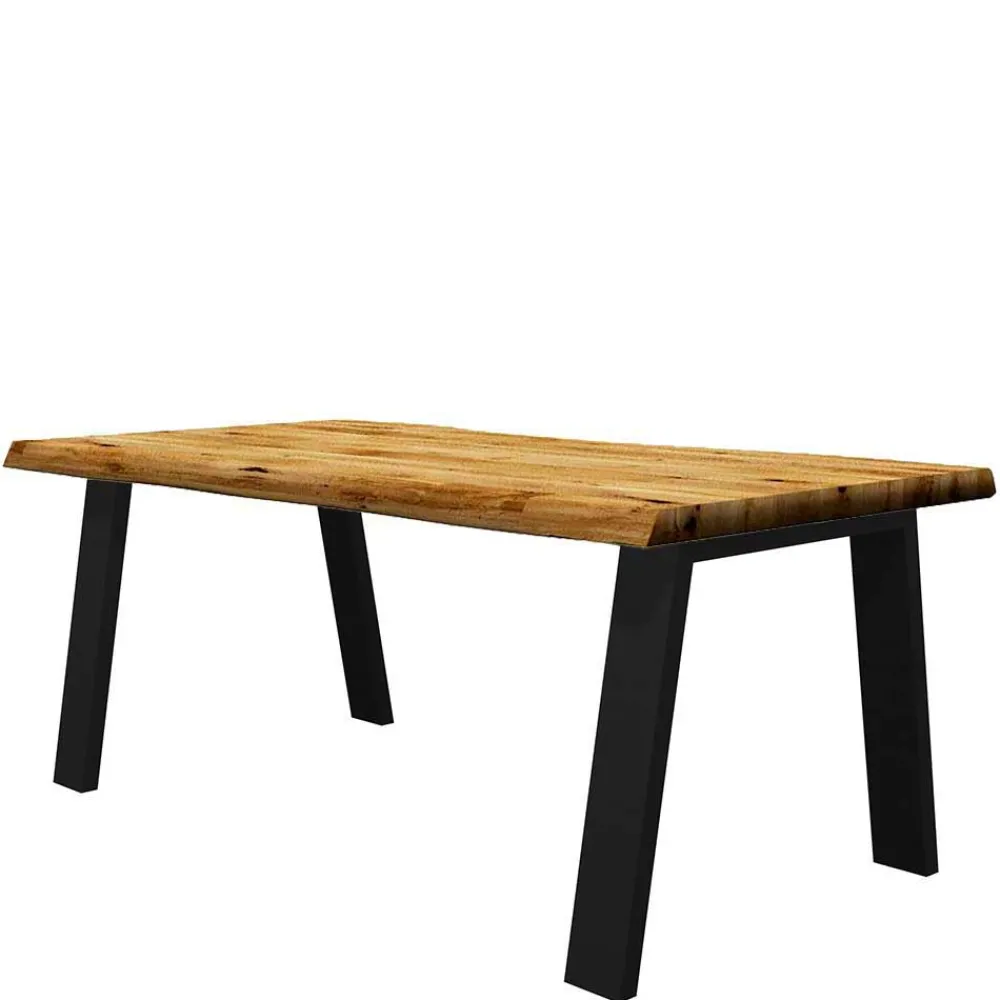 Wohnen Esszimmertisch mit Massivholzplatte Naturkante - Belafoma