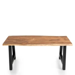 Wohnen Schwarze Möbel|Naturholzmöbel*Esszimmertisch mit Naturkante und A-Design-Gestell - Viradossa