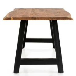 Wohnen Schwarze Möbel|Naturholzmöbel*Esszimmertisch mit Naturkante und A-Design-Gestell - Viradossa