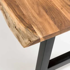 Wohnen Schwarze Möbel|Naturholzmöbel*Esszimmertisch mit Naturkante und A-Design-Gestell - Viradossa