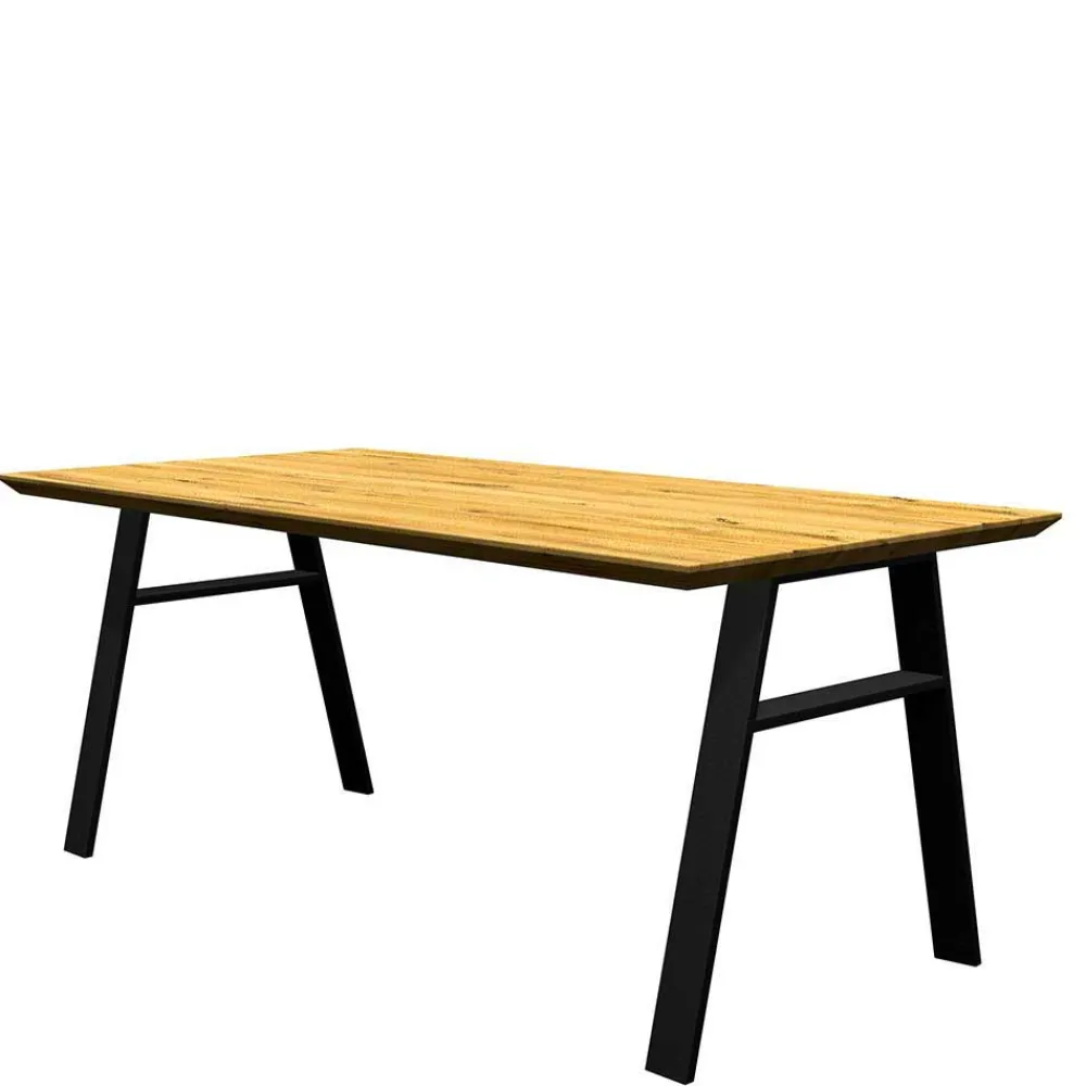 Wohnen Schwarze Möbel|Naturholzmöbel*Esszimmertisch mit Schweizer Kante Eiche massiv - Jessen