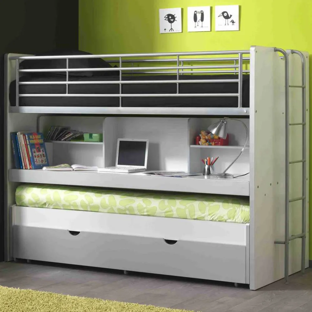 Kinder Wohnen Etagenbett Boro in Weiß-Grau