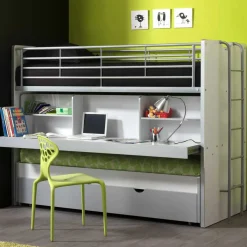 Kinder Wohnen Etagenbett Boro in Weiß-Grau