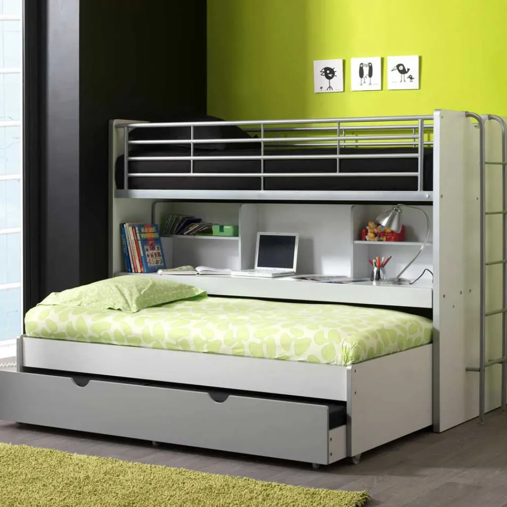 Kinder Wohnen Etagenbett Boro in Weiß-Grau