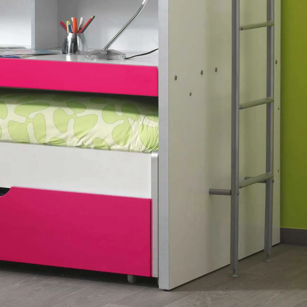 Wohnen Kinderbetten|Kindermöbel*Etagenbett Nina in Weiß-Pink