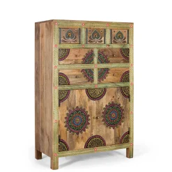 Wohnen Boho Style Möbel|Orientalische Möbel*Ethno Style Highboard handbemalt - Azua