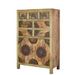 Wohnen Boho Style Möbel|Orientalische Möbel*Ethno Style Highboard handbemalt - Azua