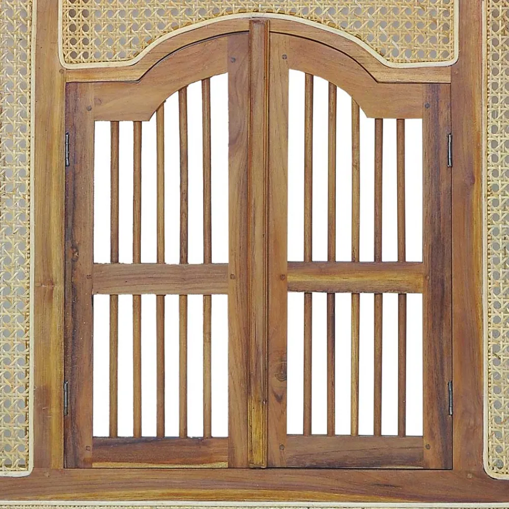 Wohnen Orientalische Möbel|Rattanmöbel*Ethno Style Spiegel aus Teak Holz & Rattan - Vilrada