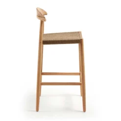 Wohnen Rattanmöbel*Eukalyptusholz Barstuhl mit Kordel Geflecht - Hajana