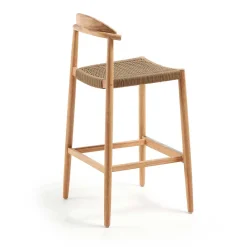 Wohnen Rattanmöbel*Eukalyptusholz Barstuhl mit Kordel Geflecht - Hajana