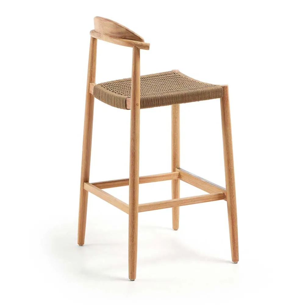 Wohnen Rattanmöbel*Eukalyptusholz Barstuhl mit Kordel Geflecht - Hajana