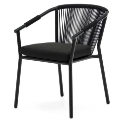 Wohnen Rattanmöbel|Metall-Gartenmöbel*Extravagante Gartenstühle in Schwarz - Onna (4er Set)