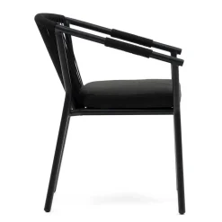 Wohnen Rattanmöbel|Metall-Gartenmöbel*Extravagante Gartenstühle in Schwarz - Onna (4er Set)