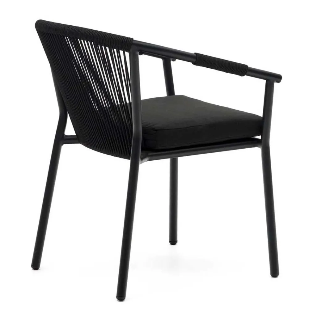 Wohnen Rattanmöbel|Metall-Gartenmöbel*Extravagante Gartenstühle in Schwarz - Onna (4er Set)