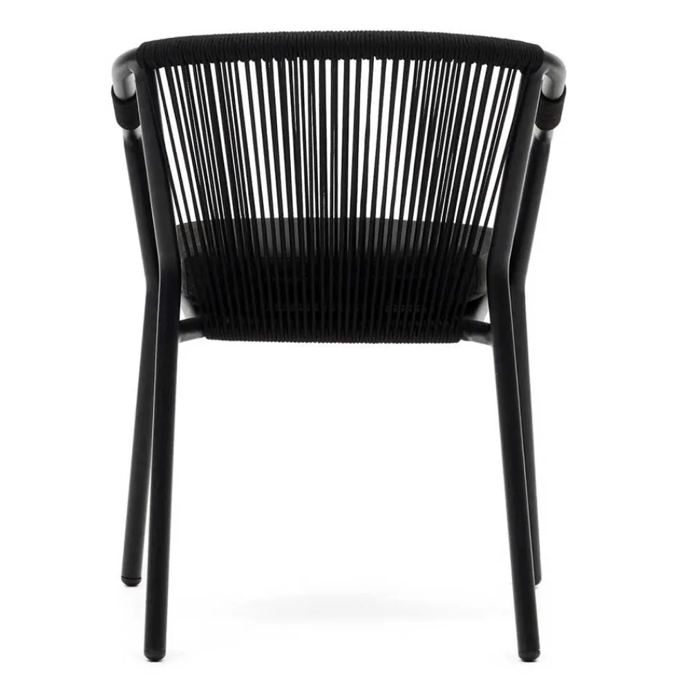 Wohnen Rattanmöbel|Metall-Gartenmöbel*Extravagante Gartenstühle in Schwarz - Onna (4er Set)