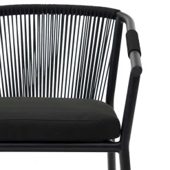 Wohnen Rattanmöbel|Metall-Gartenmöbel*Extravagante Gartenstühle in Schwarz - Onna (4er Set)