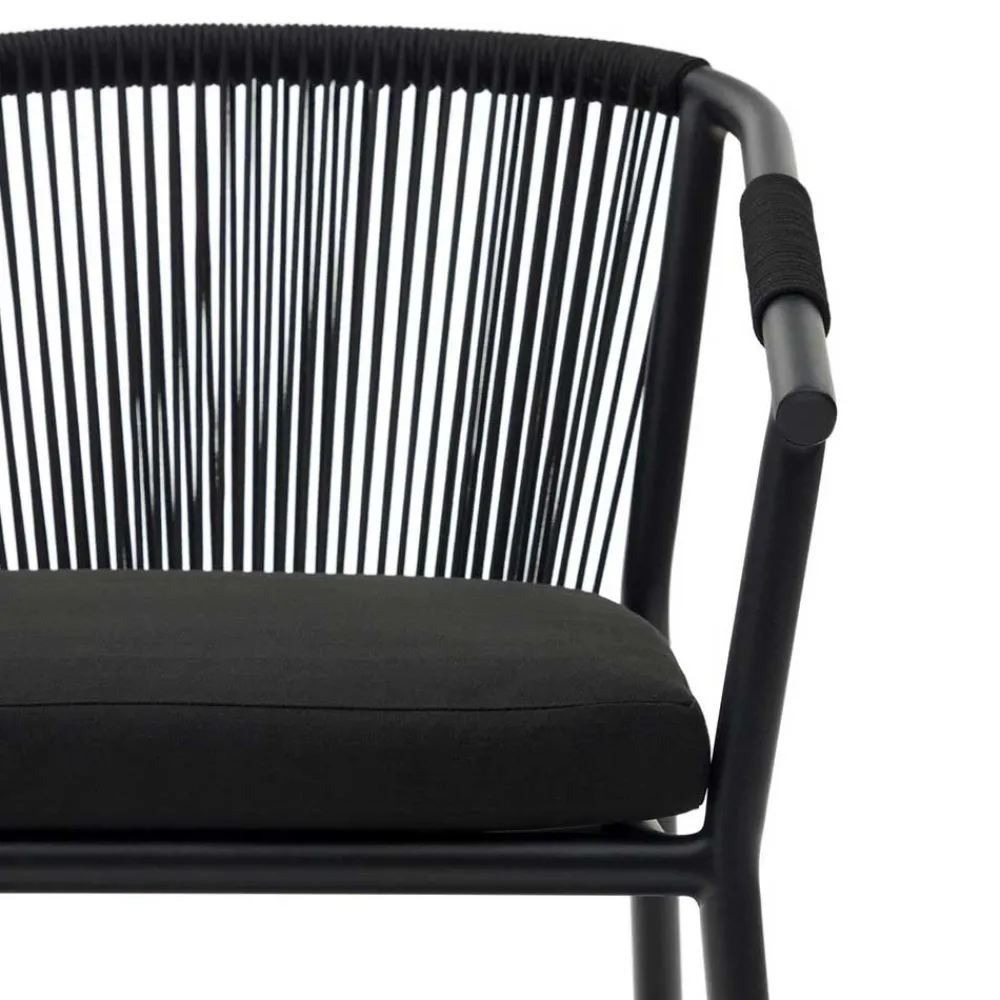 Wohnen Rattanmöbel|Metall-Gartenmöbel*Extravagante Gartenstühle in Schwarz - Onna (4er Set)