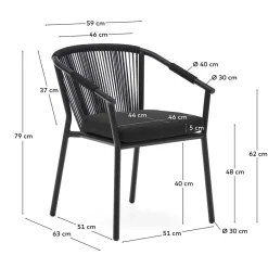 Wohnen Rattanmöbel|Metall-Gartenmöbel*Extravagante Gartenstühle in Schwarz - Onna (4er Set)