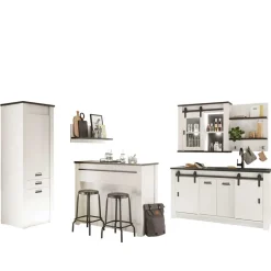 Wohnen Küche Komplett|Küchenzeilen*Extravagante Küchenmöbel inklusive Theke - Eture (sechsteilig)