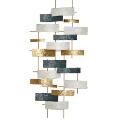 Wohnen Extravagante Wanddekoration in Blau Creme Gold - Epos