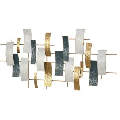 Wohnen Extravagante Wanddekoration in Blau Creme Gold - Epos