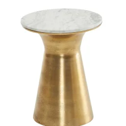 Wohnen Extravaganter Beistelltisch mit Marmorplatte Weiß - Riovara