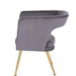 Wohnen Retro Möbel*Extravaganter Samt Tischsessel in Grau & Gold - Ilfred