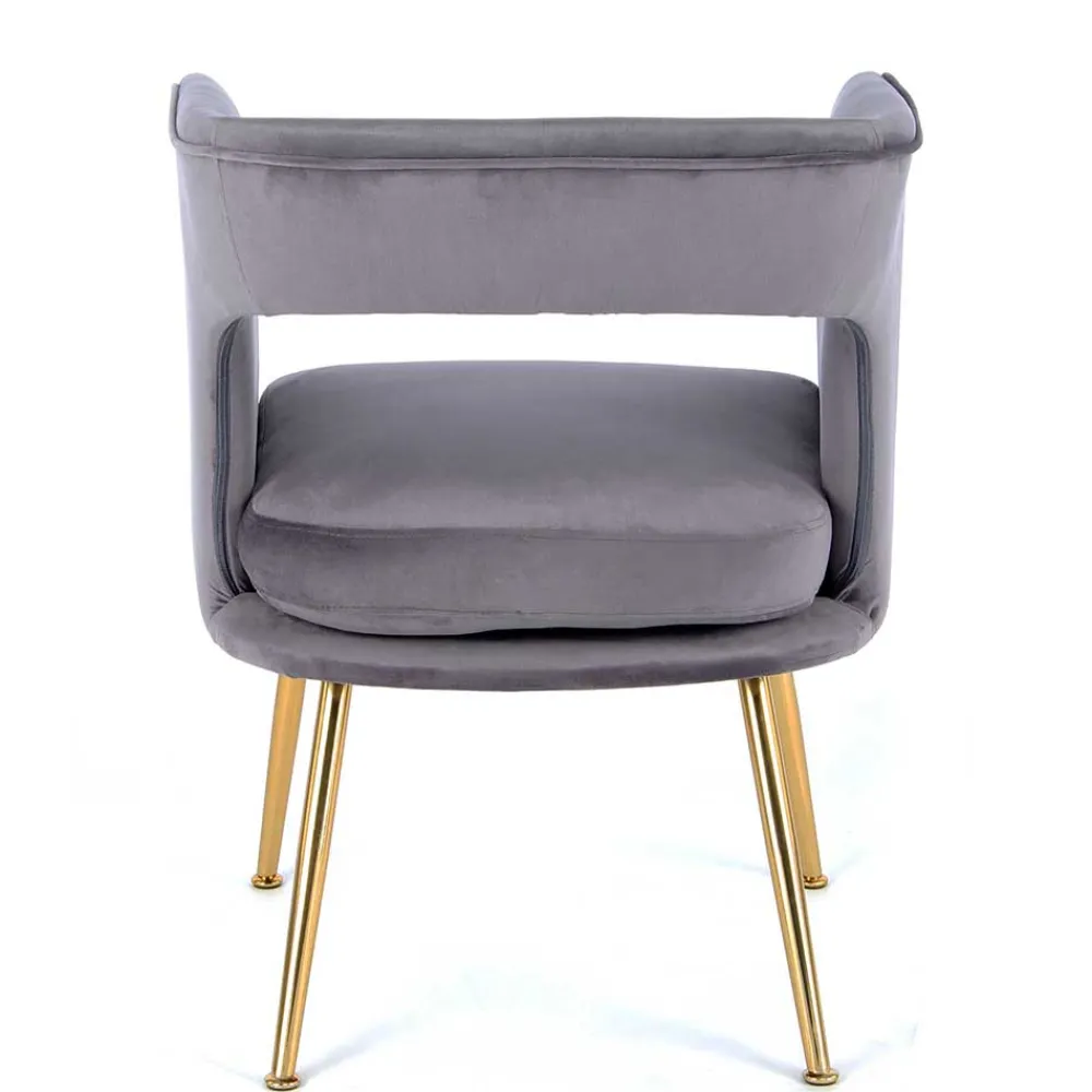 Wohnen Retro Möbel*Extravaganter Samt Tischsessel in Grau & Gold - Ilfred