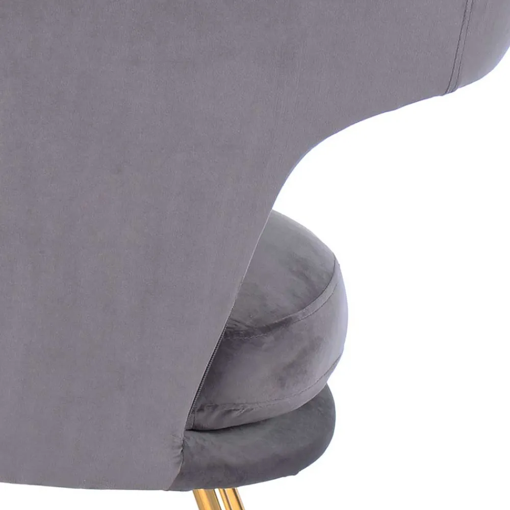 Wohnen Retro Möbel*Extravaganter Samt Tischsessel in Grau & Gold - Ilfred