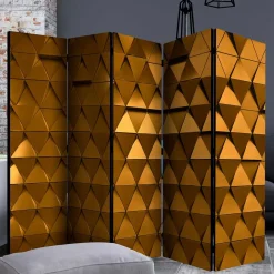 Wohnen Faltbarer Leinwand Raumteiler in Gold - Adda