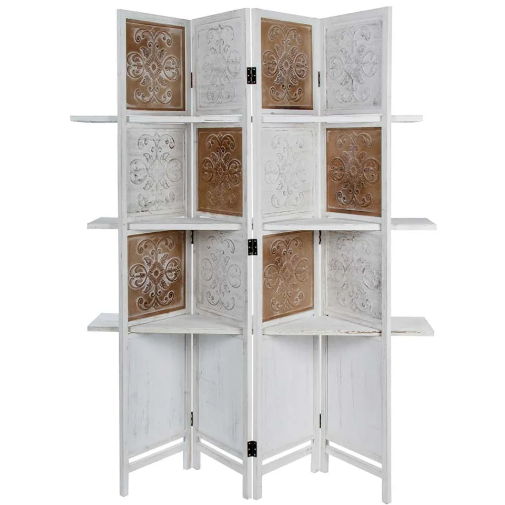 Wohnen Wohnzimmer-Regale|Shabby Chic Möbel*Faltbarer Paravent - auch als Regal nutzbar - Varese