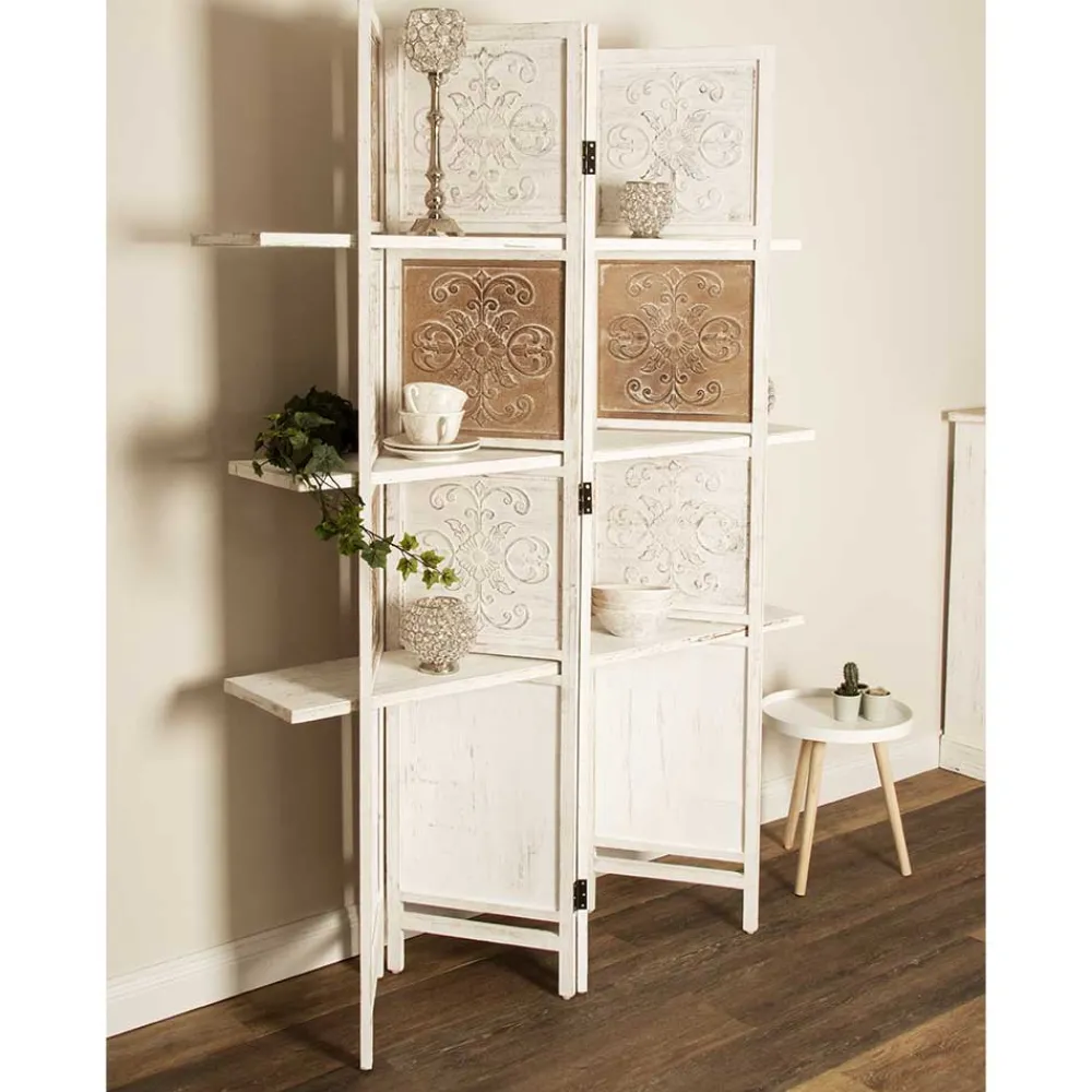 Wohnen Wohnzimmer-Regale|Shabby Chic Möbel*Faltbarer Paravent - auch als Regal nutzbar - Varese