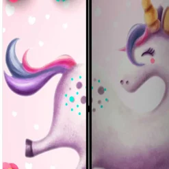 Kinder Wohnen Faltbarer Paravent mit Einhorn & Blumen Motiv - Odangelo