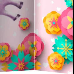 Kinder Wohnen Faltbarer Paravent mit Einhorn & Blumen Motiv - Odangelo