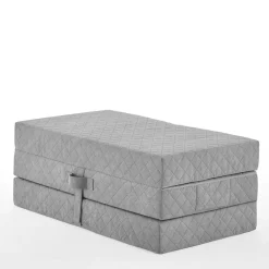 Wohnen Faltmatratze Polsterhocker in Grau Stoff - Samba