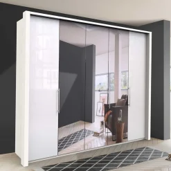 Wohnen Falttüren Kleiderschrank mit Spiegel & Glas - Dolienca