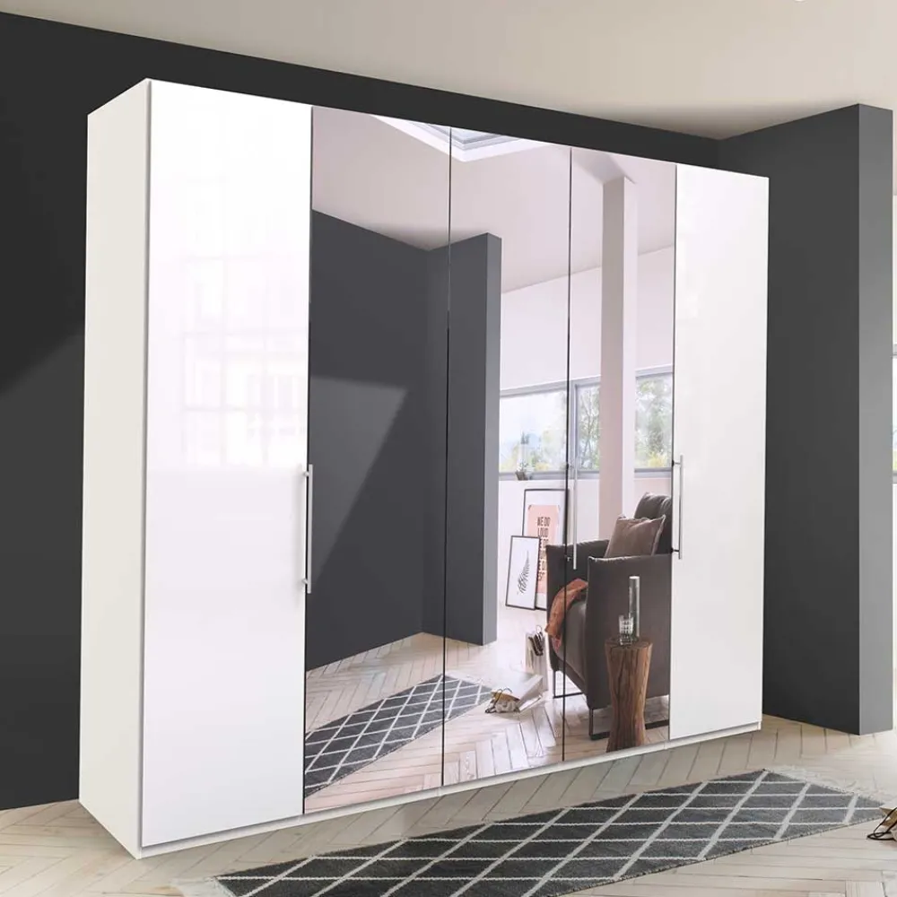 Wohnen Falttüren Kleiderschrank mit Spiegel & Glas - Dolienca