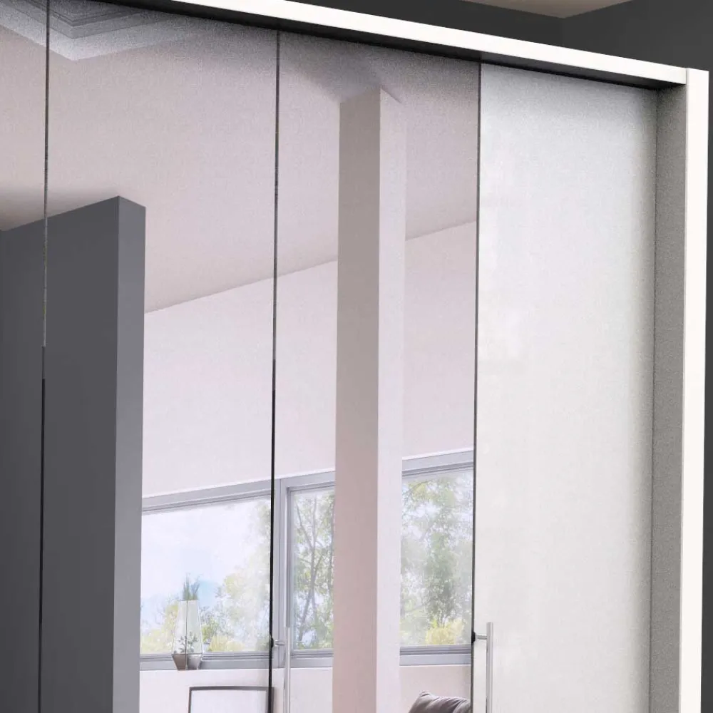 Wohnen Falttüren Kleiderschrank mit Spiegel & Glas - Dolienca
