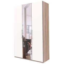 Wohnen Jugendzimmerschränke*Falttüren Schlafzimmerschrank in Weiß mit Spiegel - Vaclyn