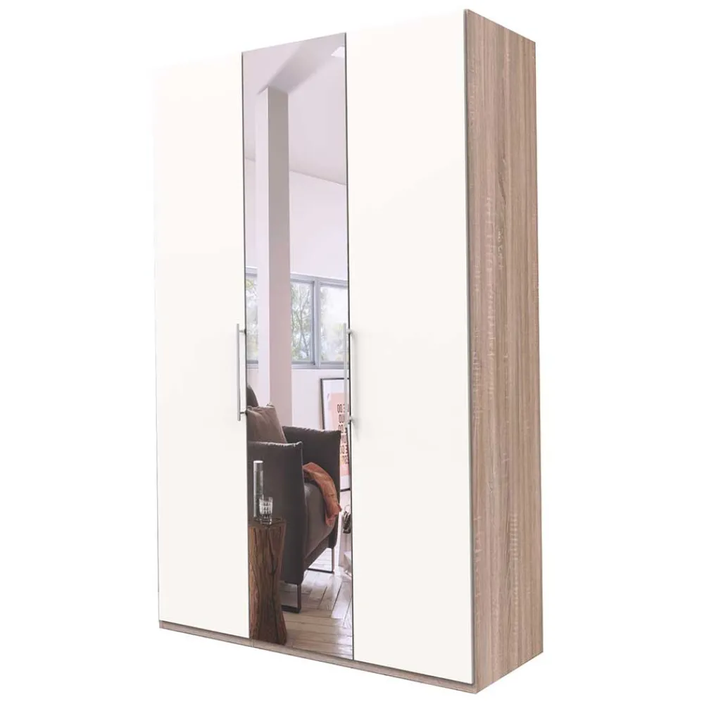 Wohnen Jugendzimmerschränke*Falttüren Schlafzimmerschrank in Weiß mit Spiegel - Vaclyn