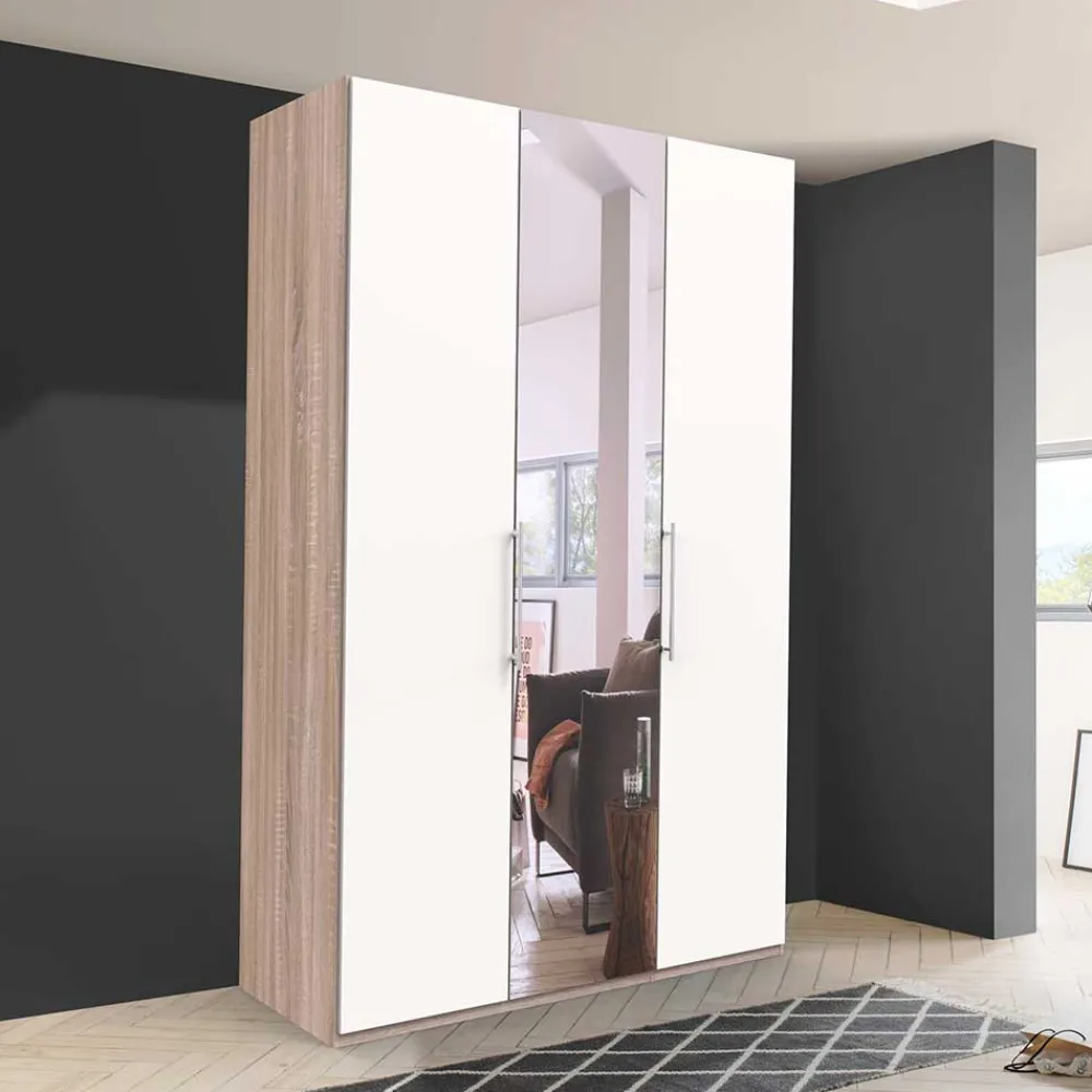 Wohnen Jugendzimmerschränke*Falttüren Schlafzimmerschrank in Weiß mit Spiegel - Vaclyn