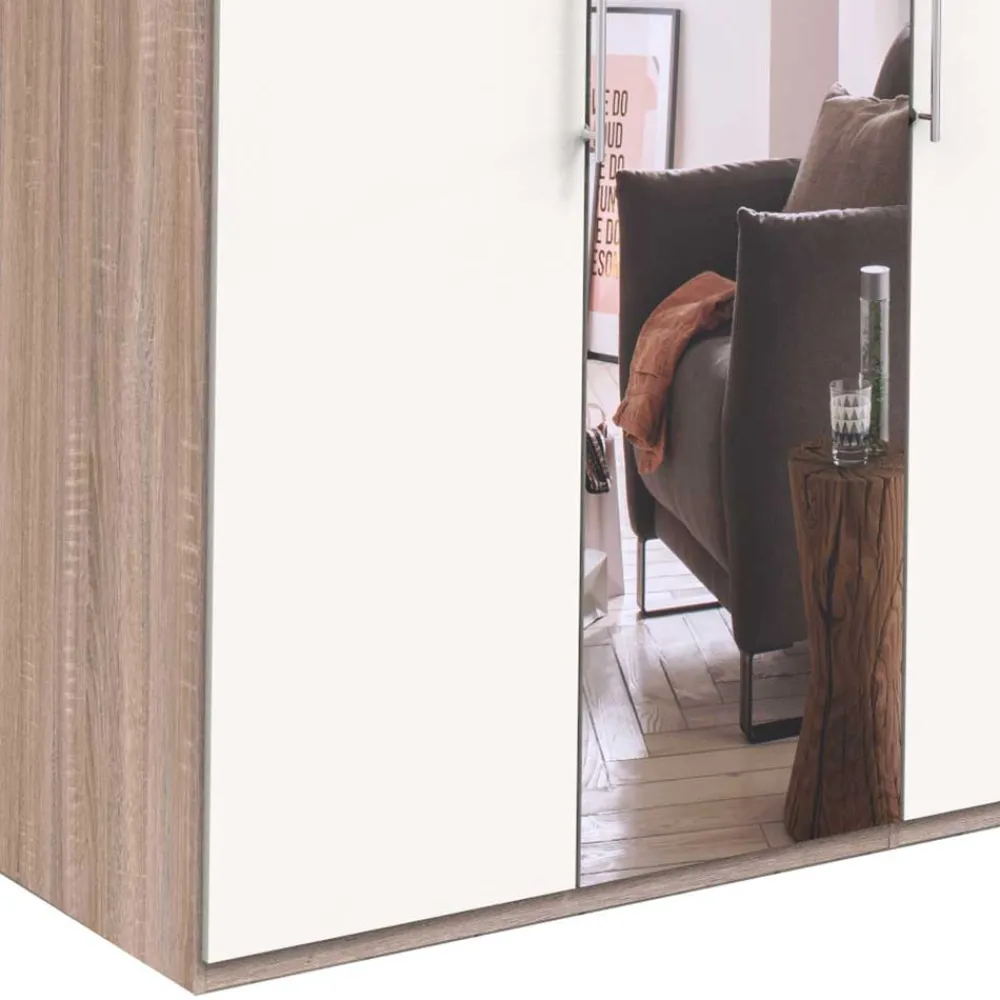 Wohnen Jugendzimmerschränke*Falttüren Schlafzimmerschrank in Weiß mit Spiegel - Vaclyn