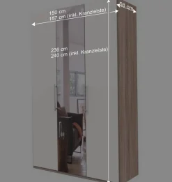 Wohnen Jugendzimmerschränke*Falttüren Schlafzimmerschrank in Weiß mit Spiegel - Vaclyn