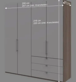 Wohnen Falttüren-Kleiderschrank in Weiß & Eiche sägerau - Vaclyn
