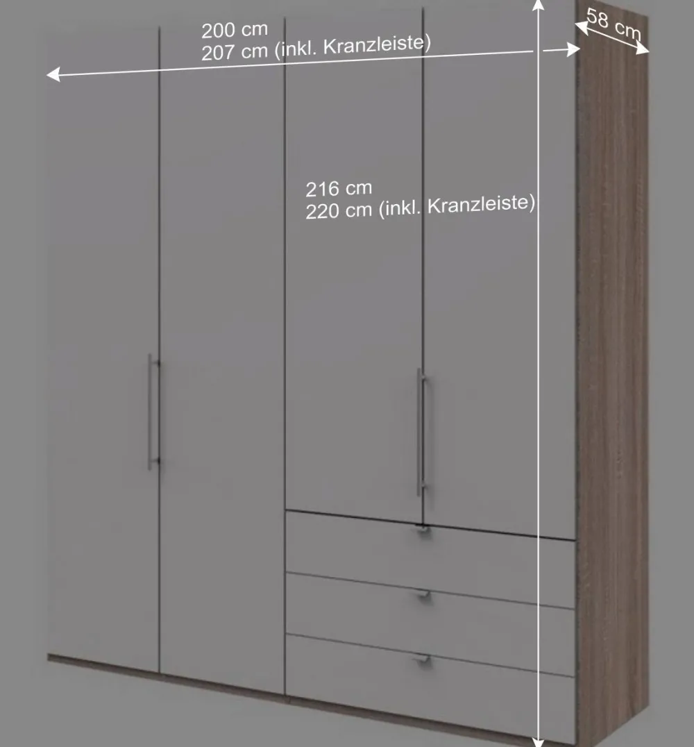 Wohnen Falttüren-Kleiderschrank in Weiß & Eiche sägerau - Vaclyn