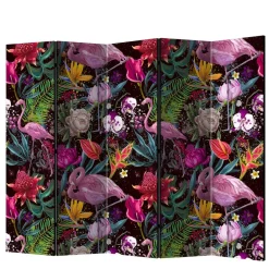 Wohnen Farbenfroher Paravent mit Flamingo Dschungel Motiv - Ponzet