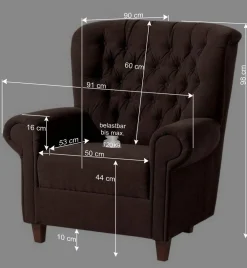 Wohnen Federkern Sessel im Chesterfield Look - Cochon