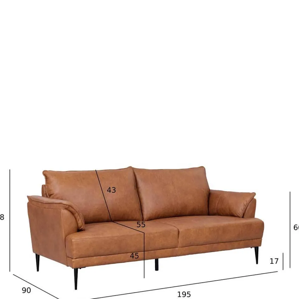 Wohnen Retro Möbel|Sofas*Federkern Wohnzimmersofa aus Echtleder - Zierra