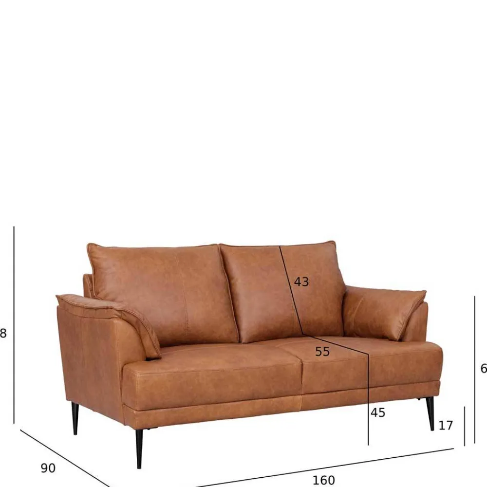 Wohnen Retro Möbel|Sofas*Federkern Wohnzimmersofa aus Echtleder - Zierra