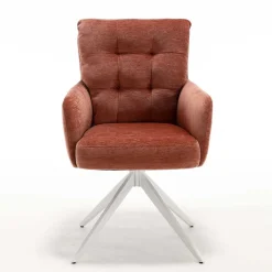 Wohnen Weiße Möbel|Küchenstühle*Federkern-Armlehnenstuhl in Kupfer Rotbraun - Coriga (2er Set)